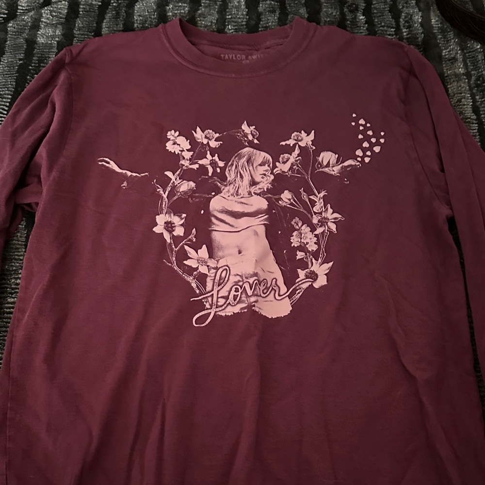 Taylor Swift Dark Magenta Long Sleeve Cotton Shirt